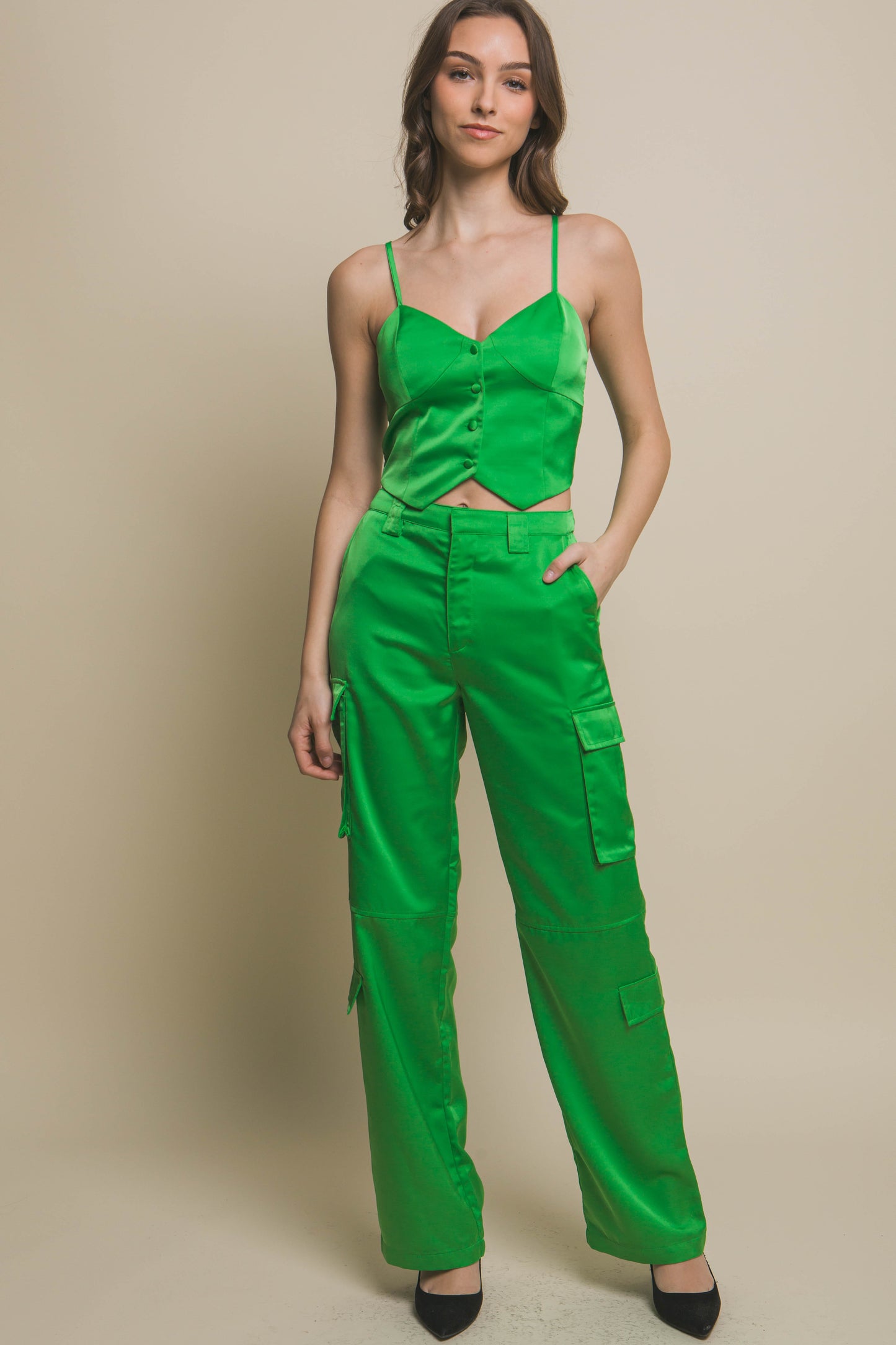 Grace Satin Cargo Pants