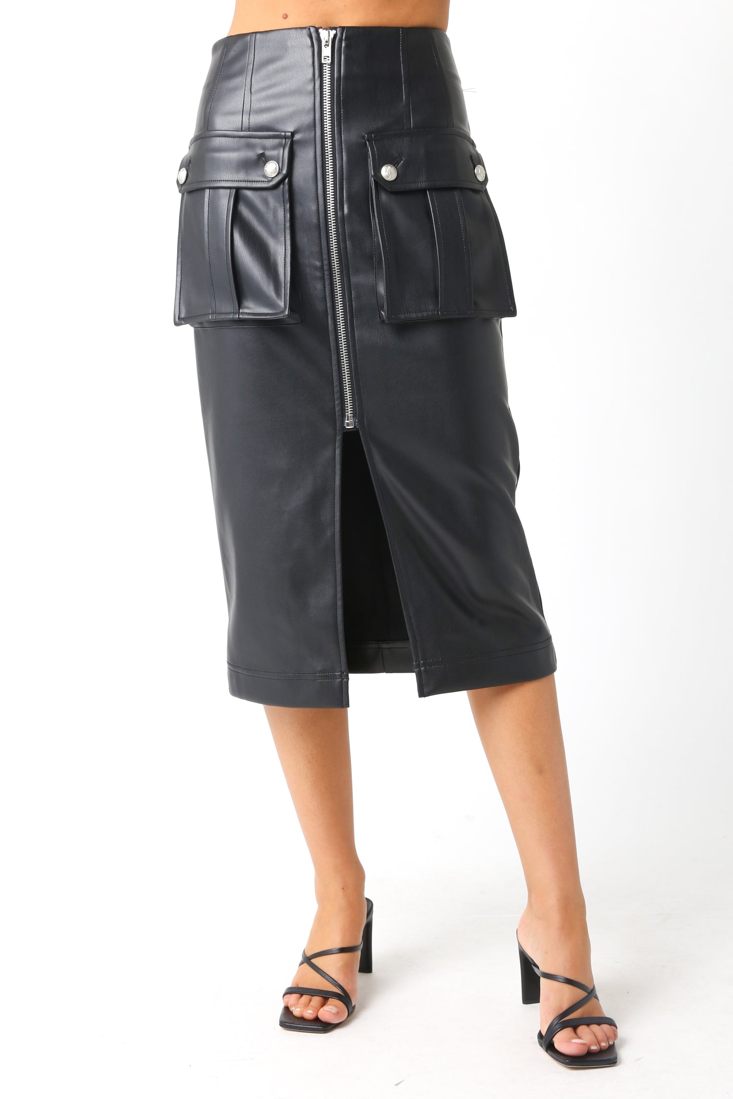 Midnights Faux Leather Midi Skirt