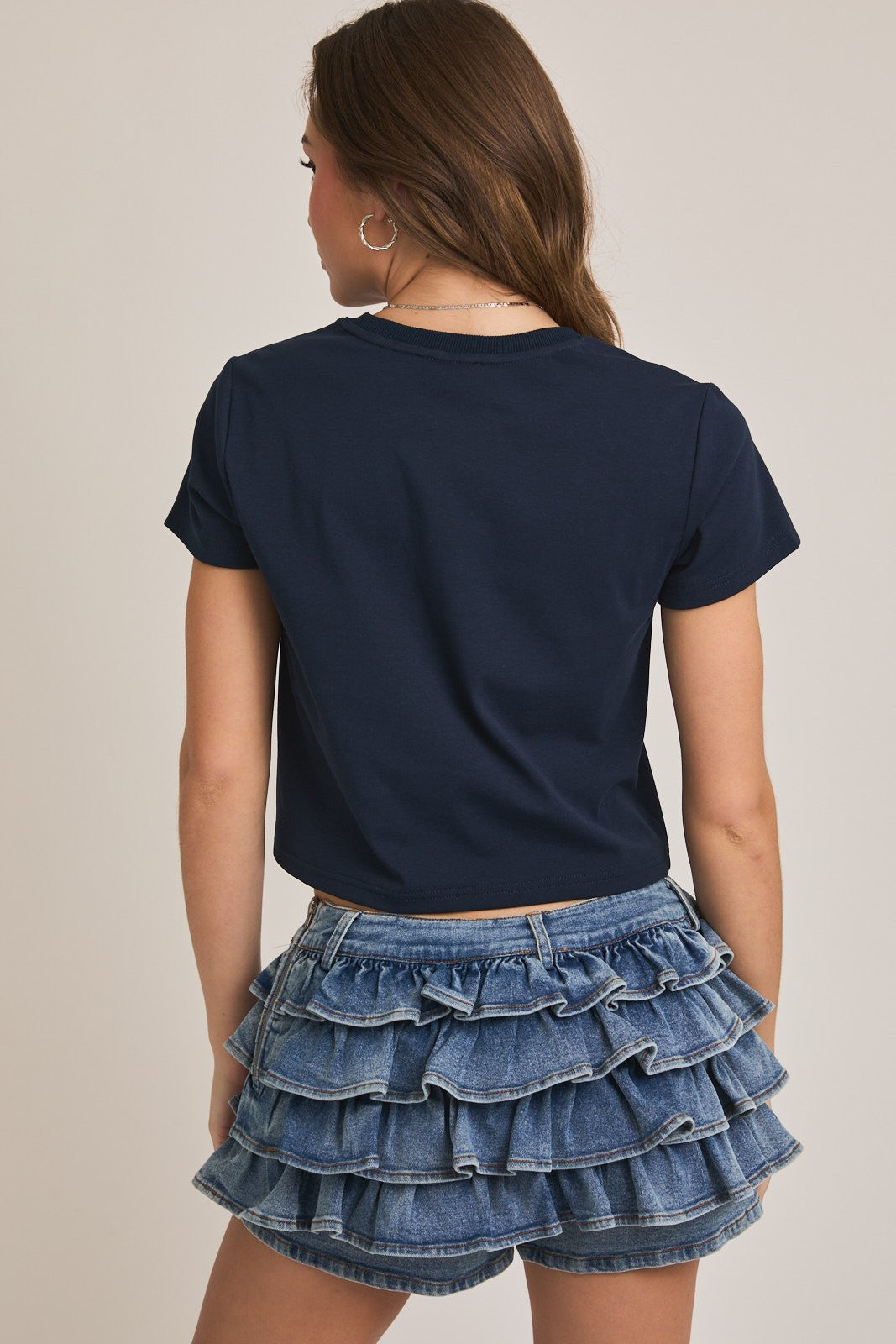 back of tee, just a plain navy tee.