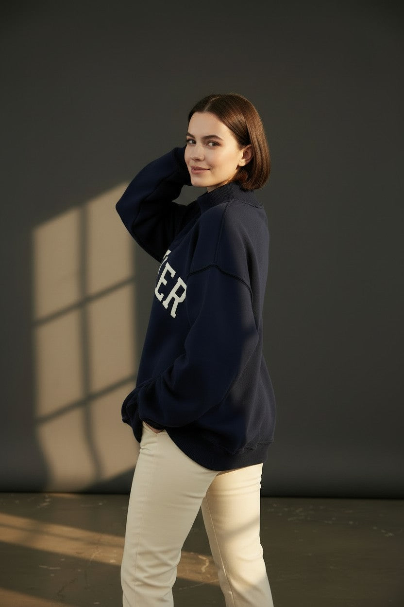 Mother Mockneck Sweatshirt - Navy