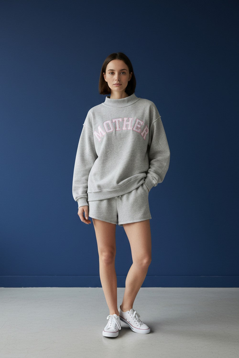 Mother Mockneck Sweatshirt - Grey / Pink