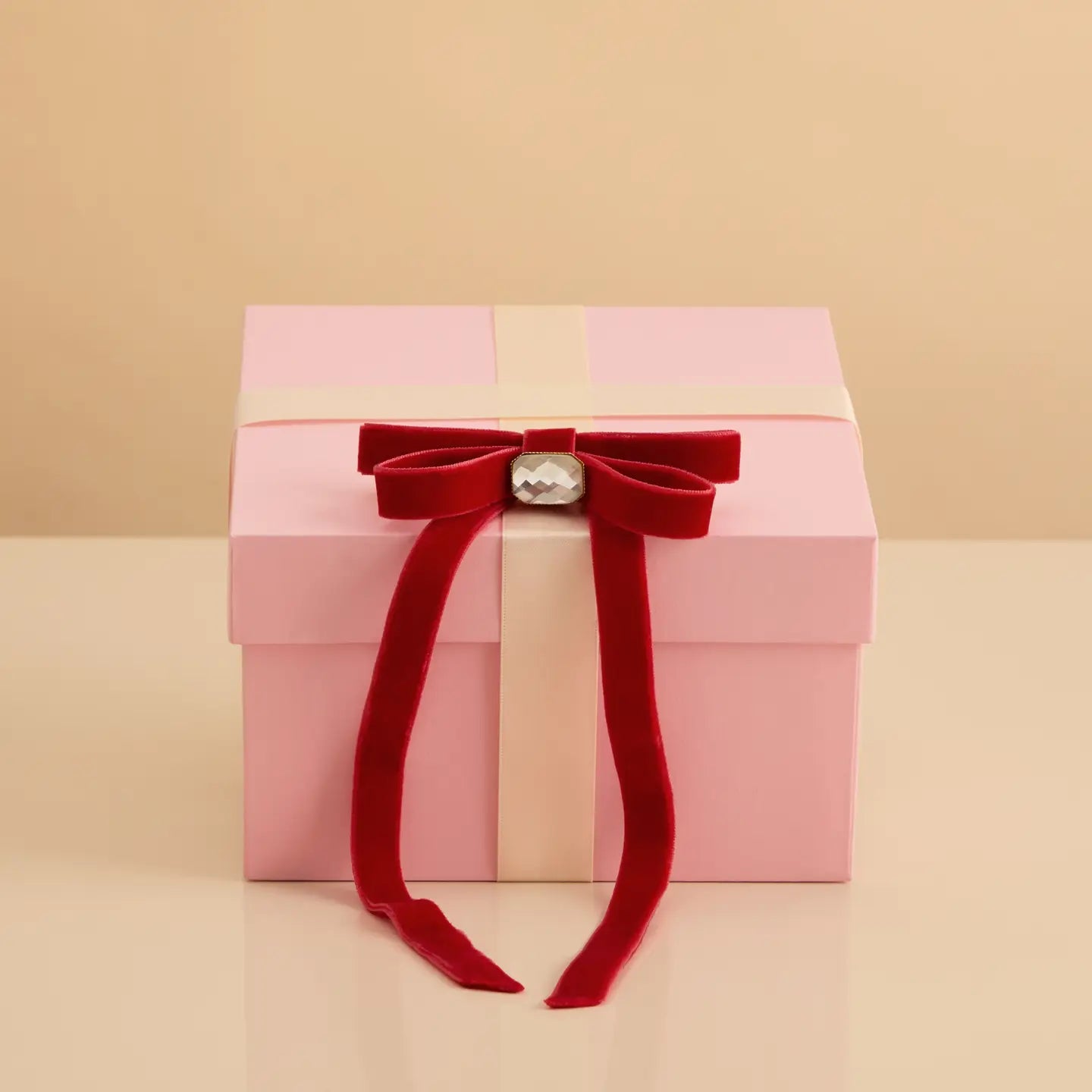 Holiday Velvet & Gemstone Bow Hair Clip