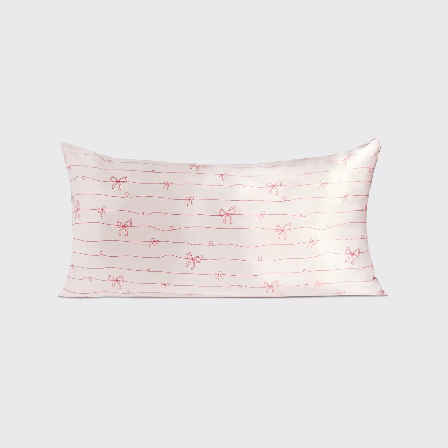 Holiday Satin Pillowcase in Striped Bows - King