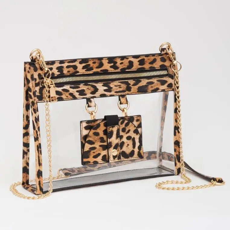 Clear Gameday Crossbody Purse - Leopard
