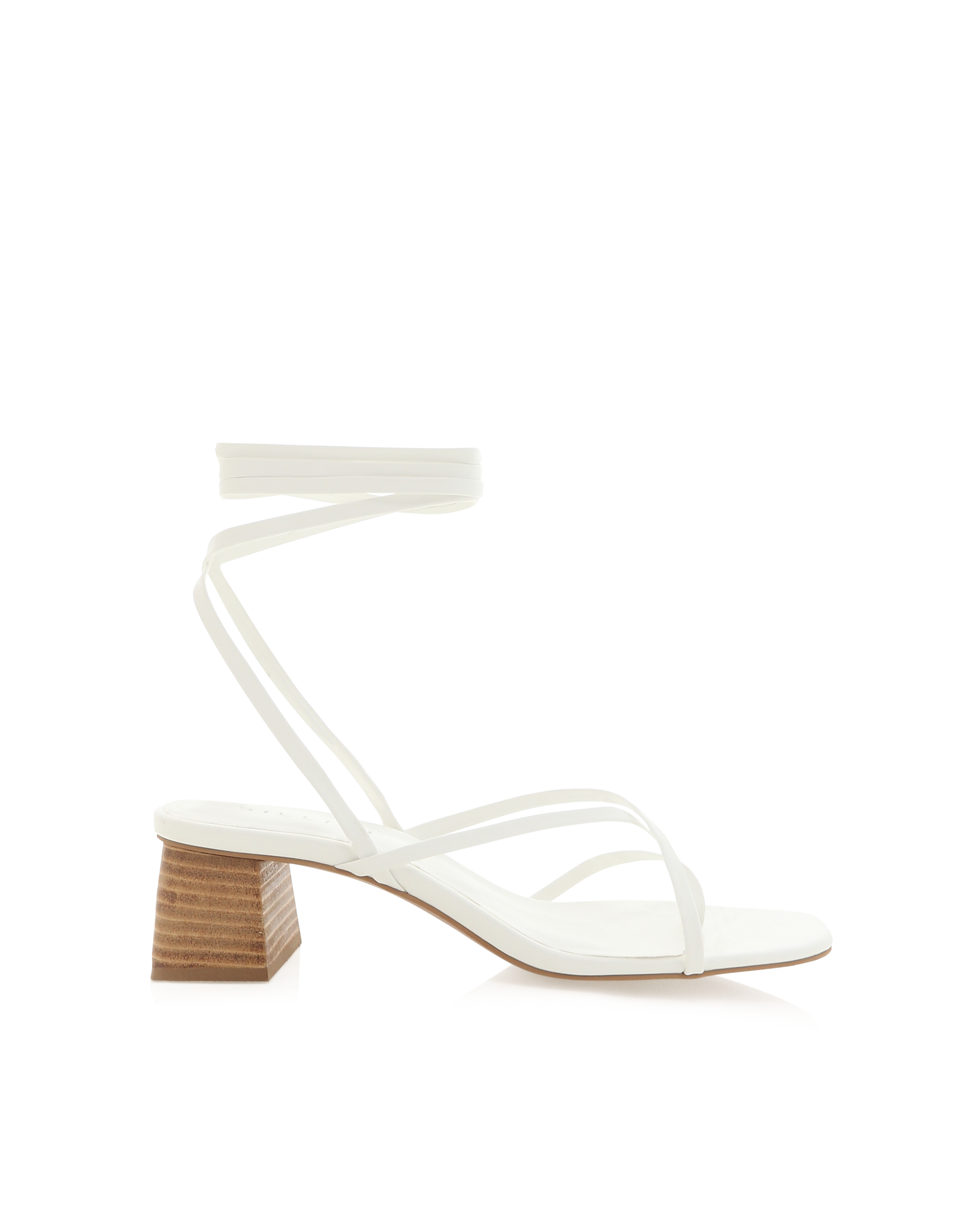 White Lace Up Block Heel
