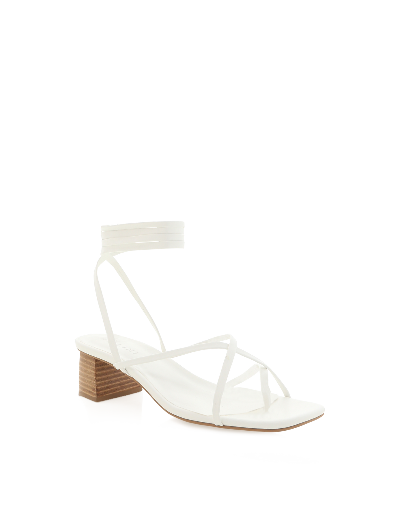 White Lace Up Block Heel