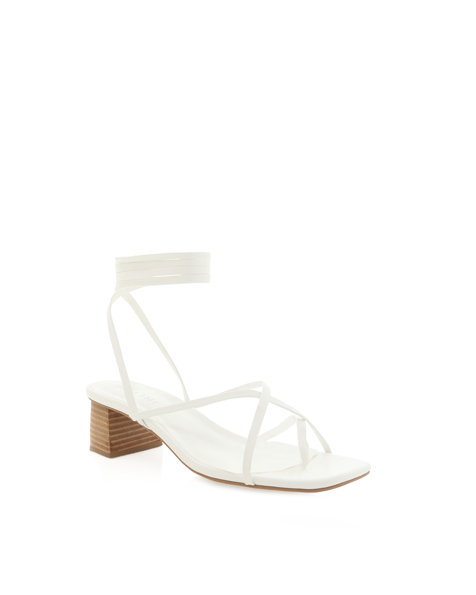 White Lace Up Block Heel