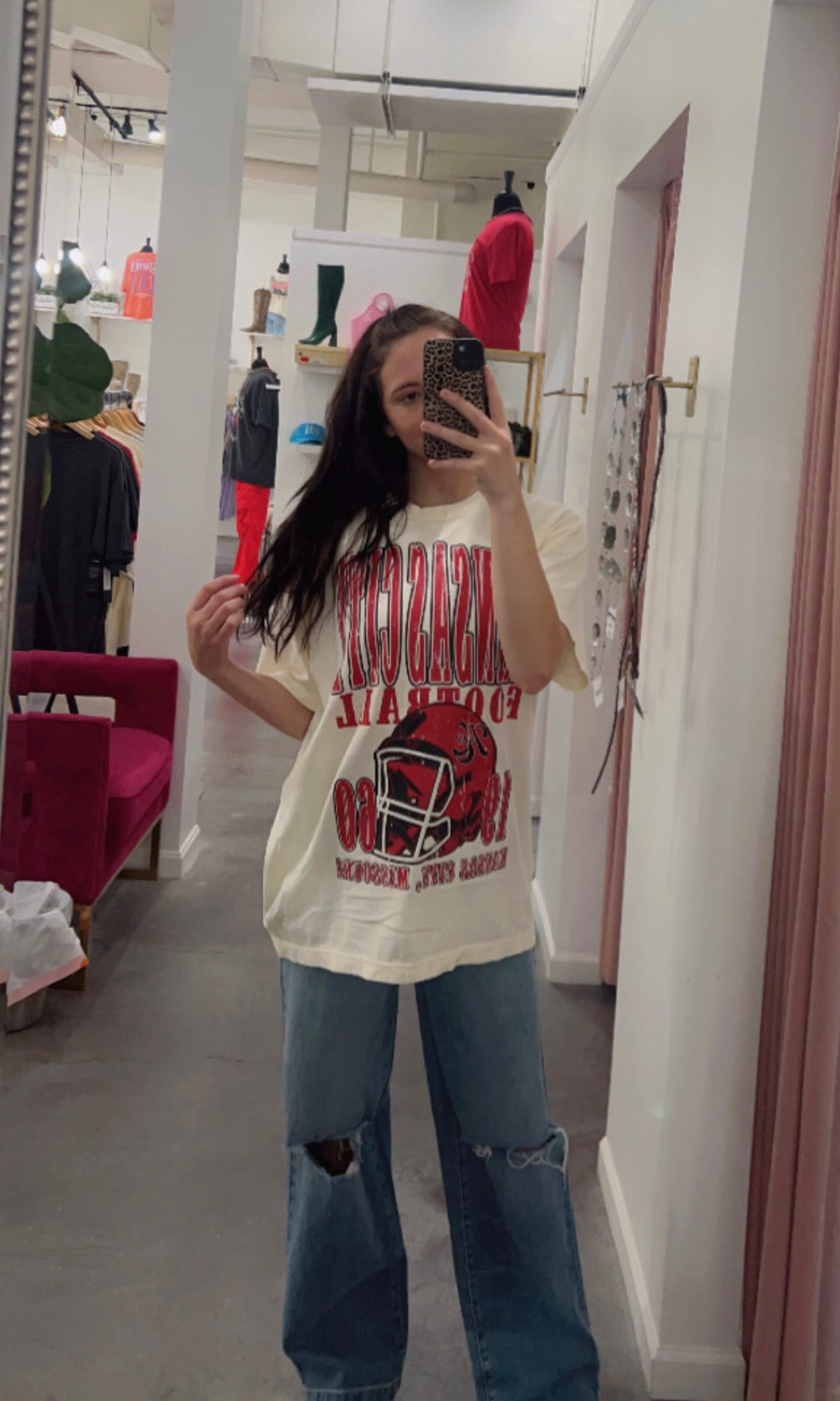 Kansas City Football Oversized Tee - Ivory