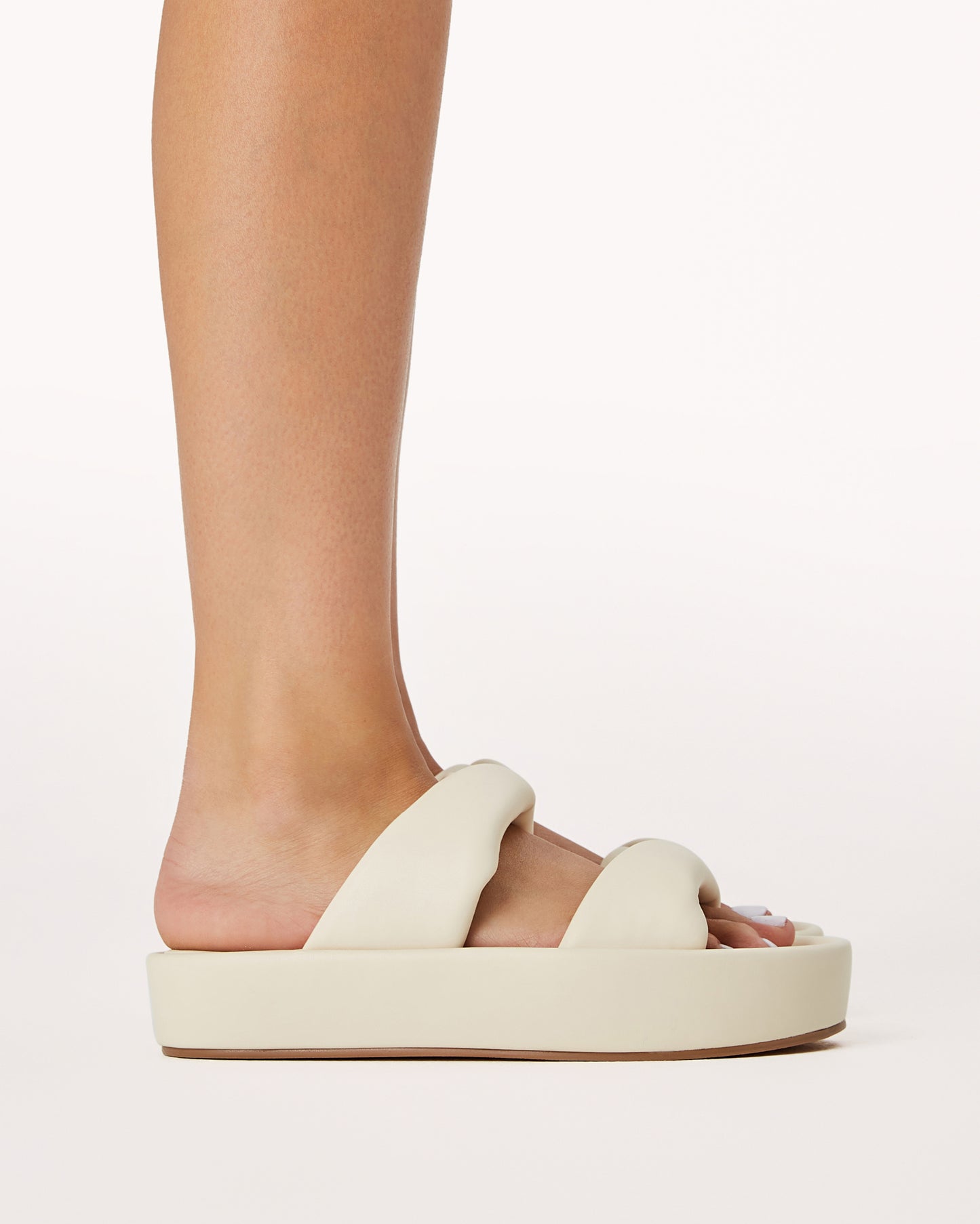 Women's Ivory Padded Twin Strap Sandal