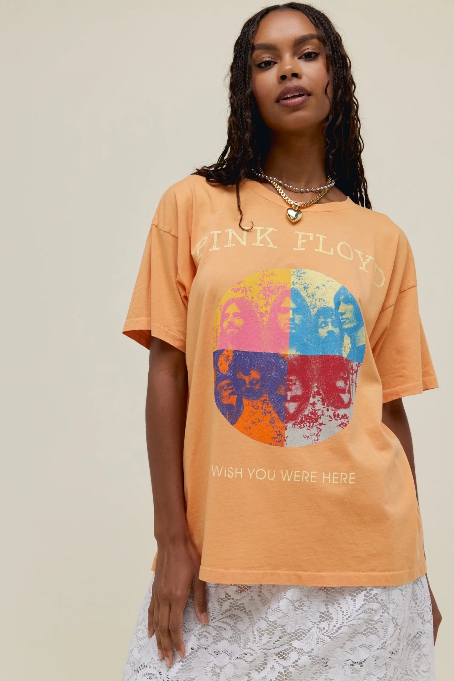 Pink Floyd Wish You Were Here Merch Tee Vintage Peach