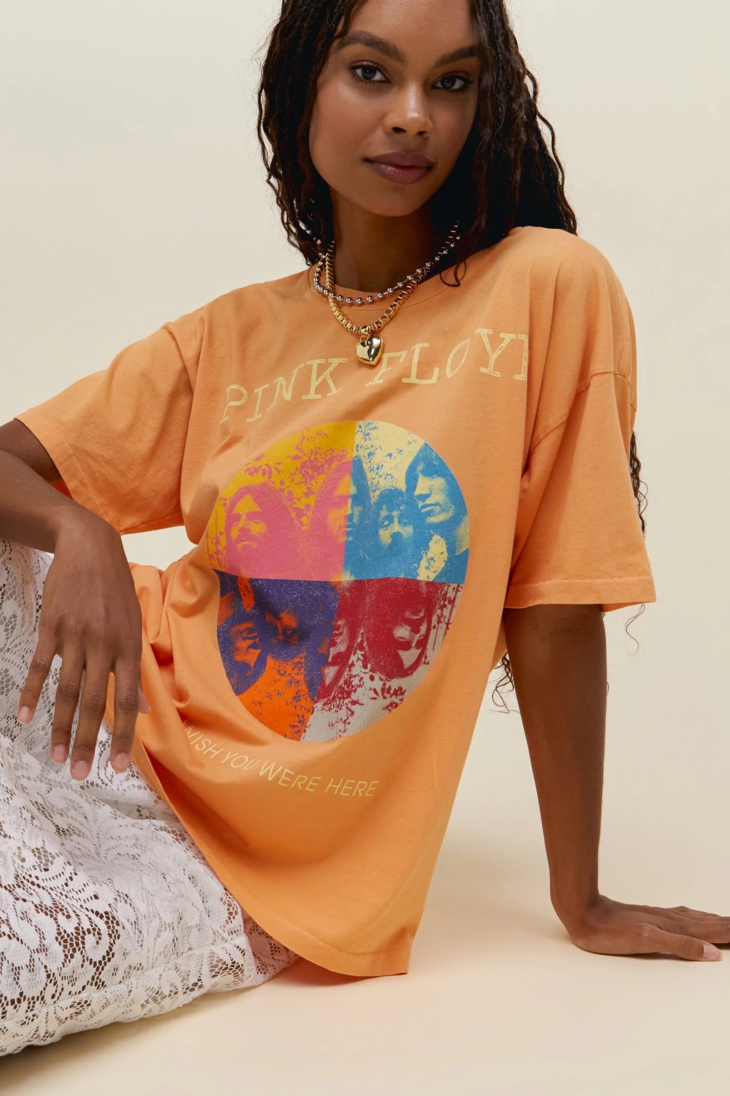 Pink Floyd Wish You Were Here Merch Tee Vintage Peach