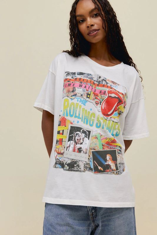 Rolling Stones Time Waist For No One Merch White Tee