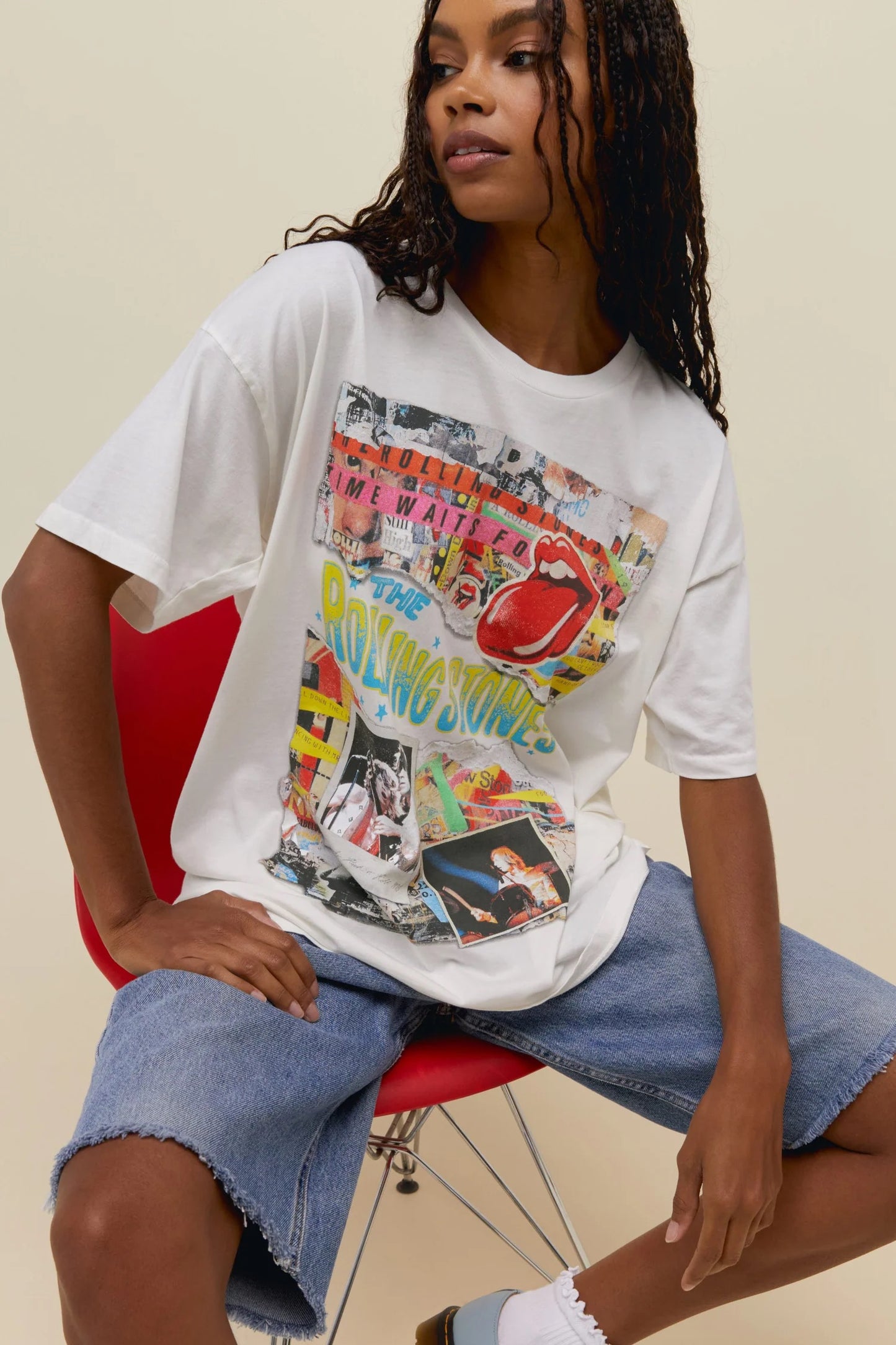 Rolling Stones Time Waist For No One Merch White Tee
