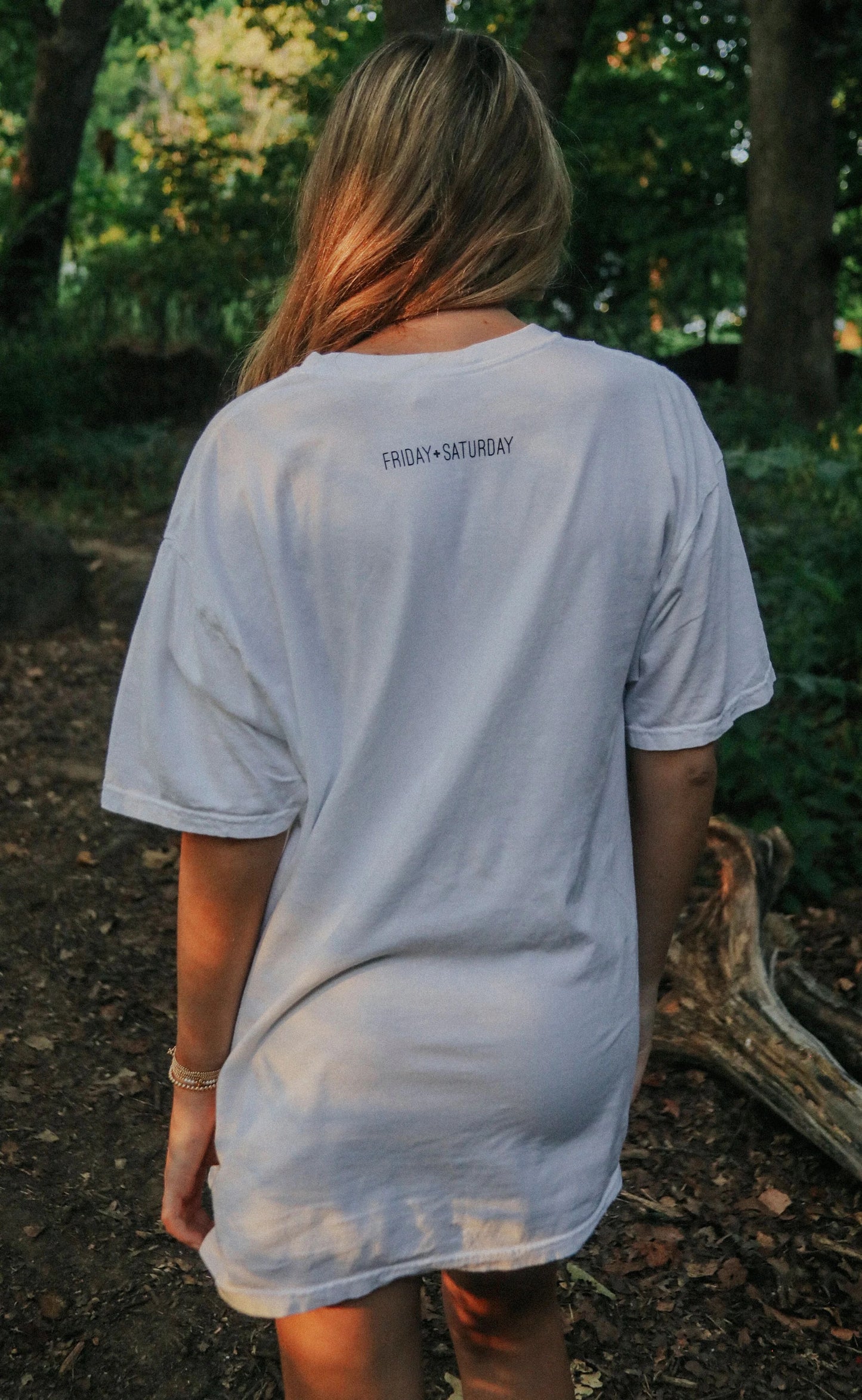 White t-shirt with slay witch in orange