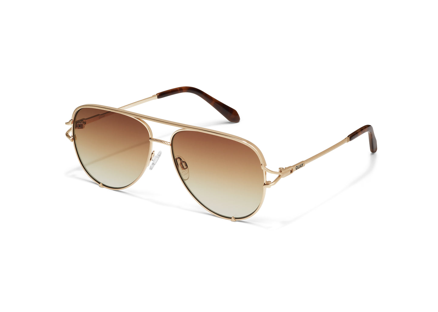 QUAY SUNGLASSES - High Key Twist - Gold Frame / Sepia Lens