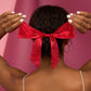 Holiday Satin & Rhinestone Bow Scrunchie