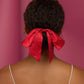 Holiday Satin & Rhinestone Bow Scrunchie