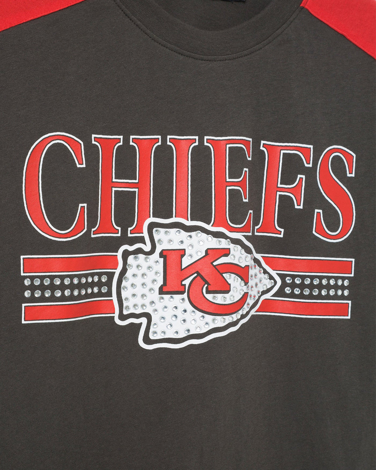 Chiefs Bling Striped Crop Tee