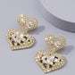 Rhinestone Heart Earrings - Gold