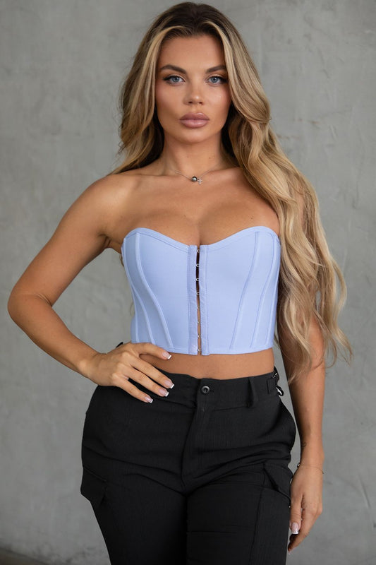 Women's Lavender  Corset Top With Hook And Eye Closure