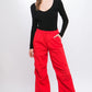 Women's Red Cargo Parachute Pants