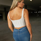 Women's Oatmeal Corset Top With Lace Up Front