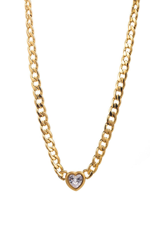 Chain Heart Necklace - White
