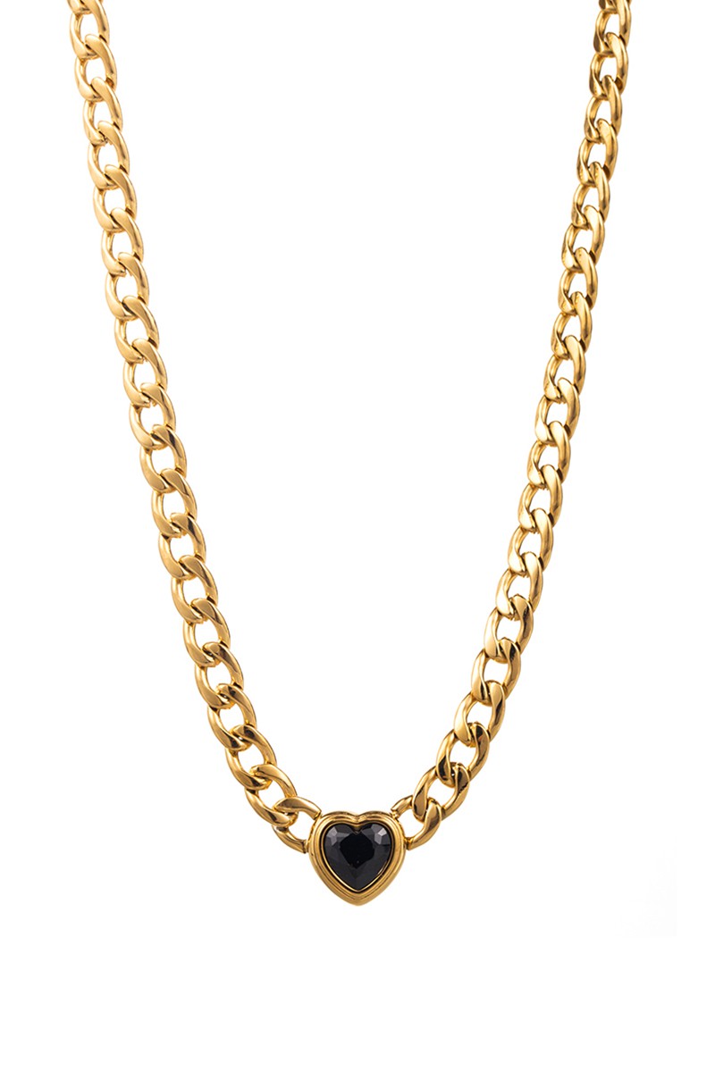Chain Heart Necklace - Black