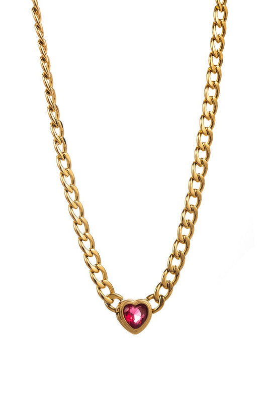 Chain Heart Necklace - Rosy