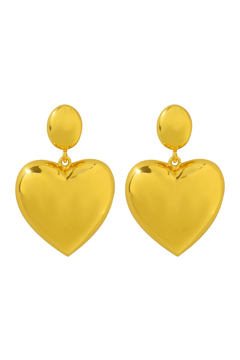 Heart Dangle Earrings - Gold