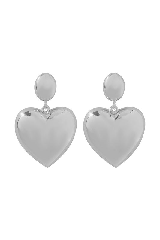Heart Dangle Earrings - Silver