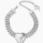 Rhinestone Heart Choker - Silver