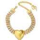 Rhinestone Heart Choker - Gold