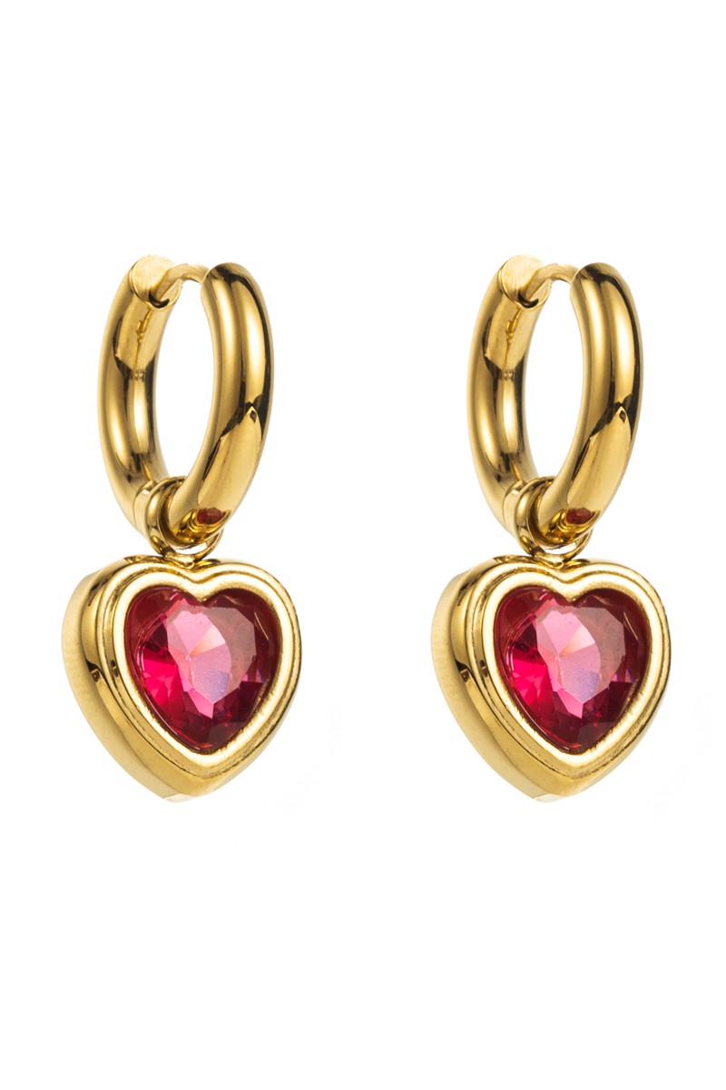 Heart Huggie Earrings - Rosy