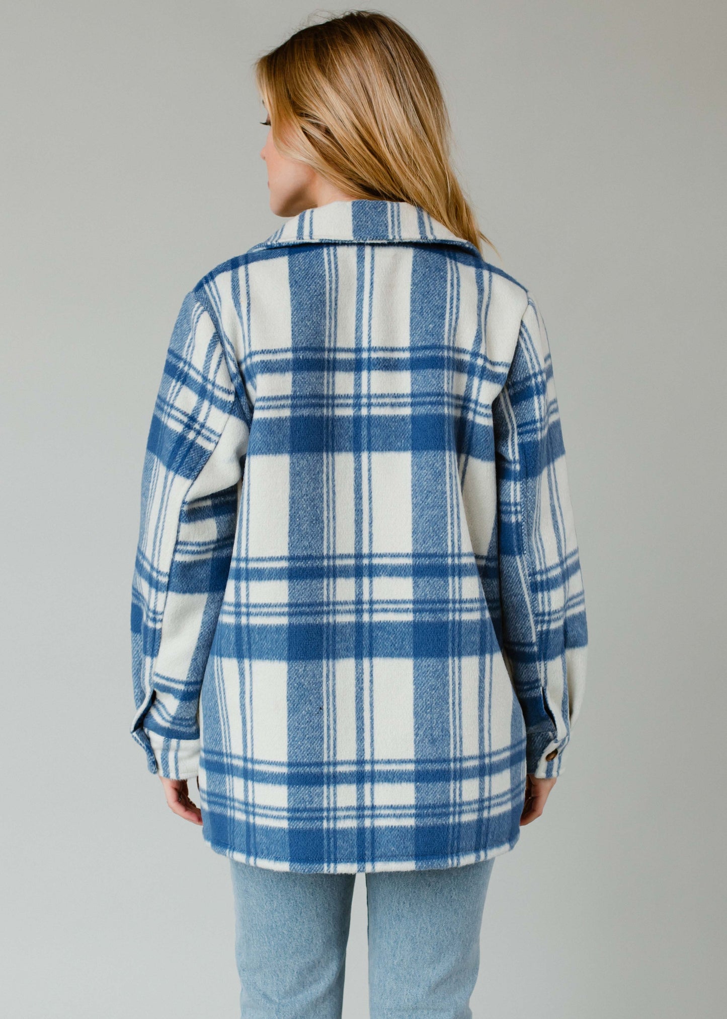 Cozy Check Plaid Jacket - Blue