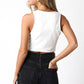 Women's Cropped White Faux Leather Vest