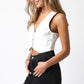 Women's Cropped White Faux Leather Vest