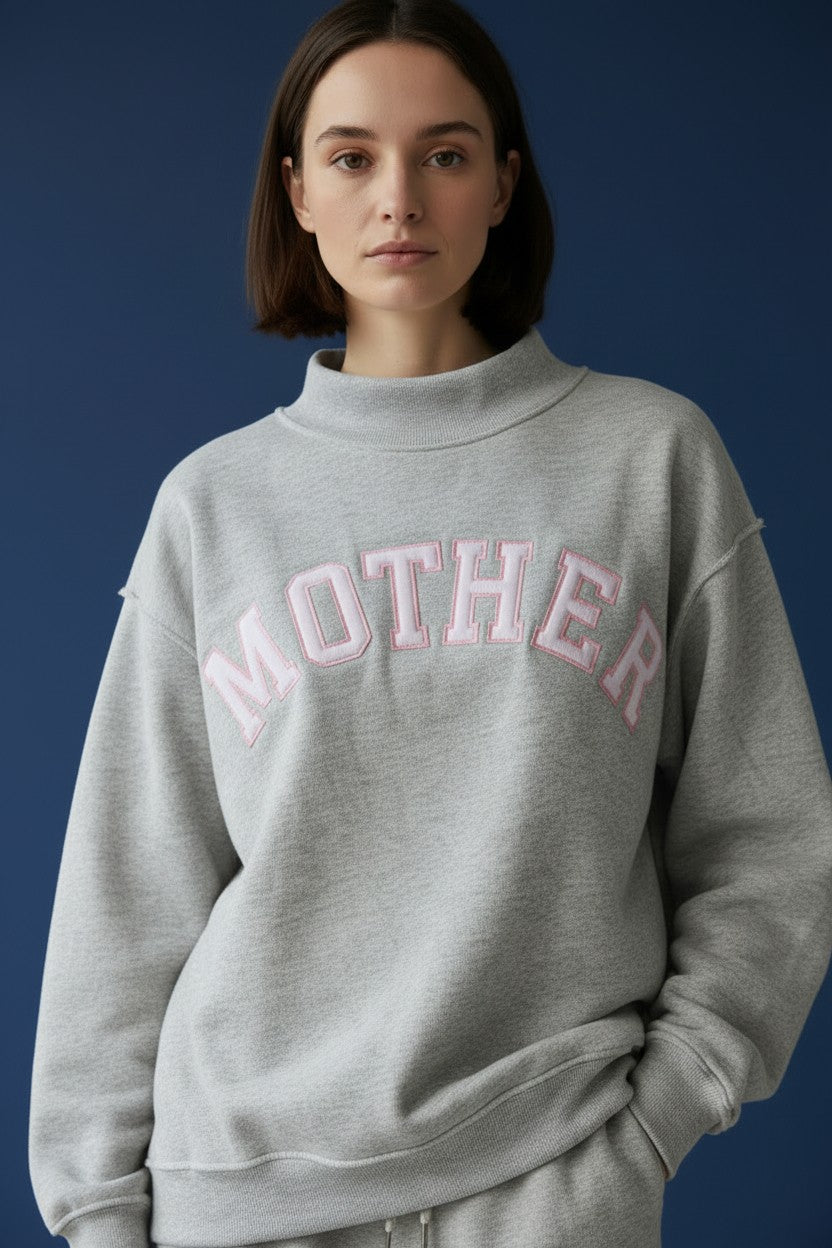 Mother Mockneck Sweatshirt - Grey / Pink