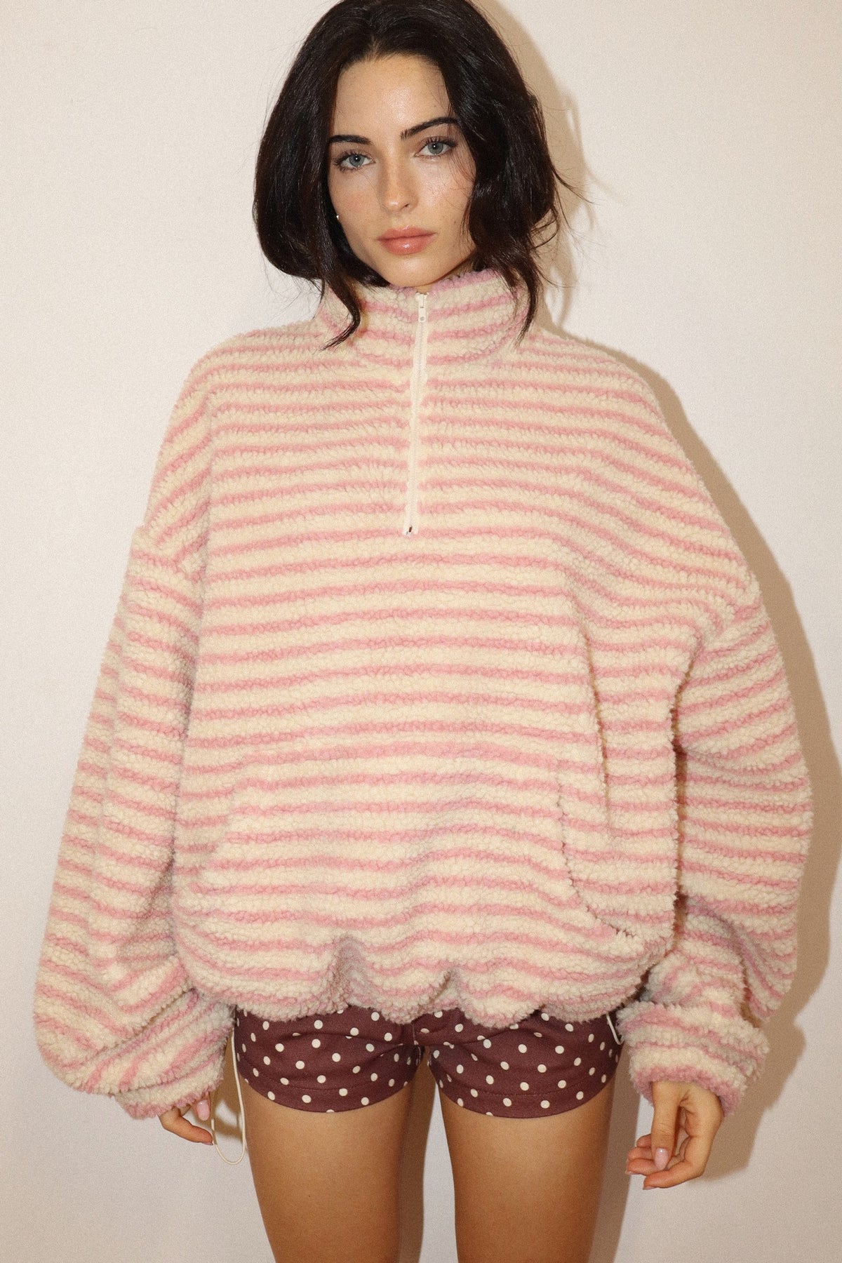 Wren Sherpa Jacket - Cream/Pink