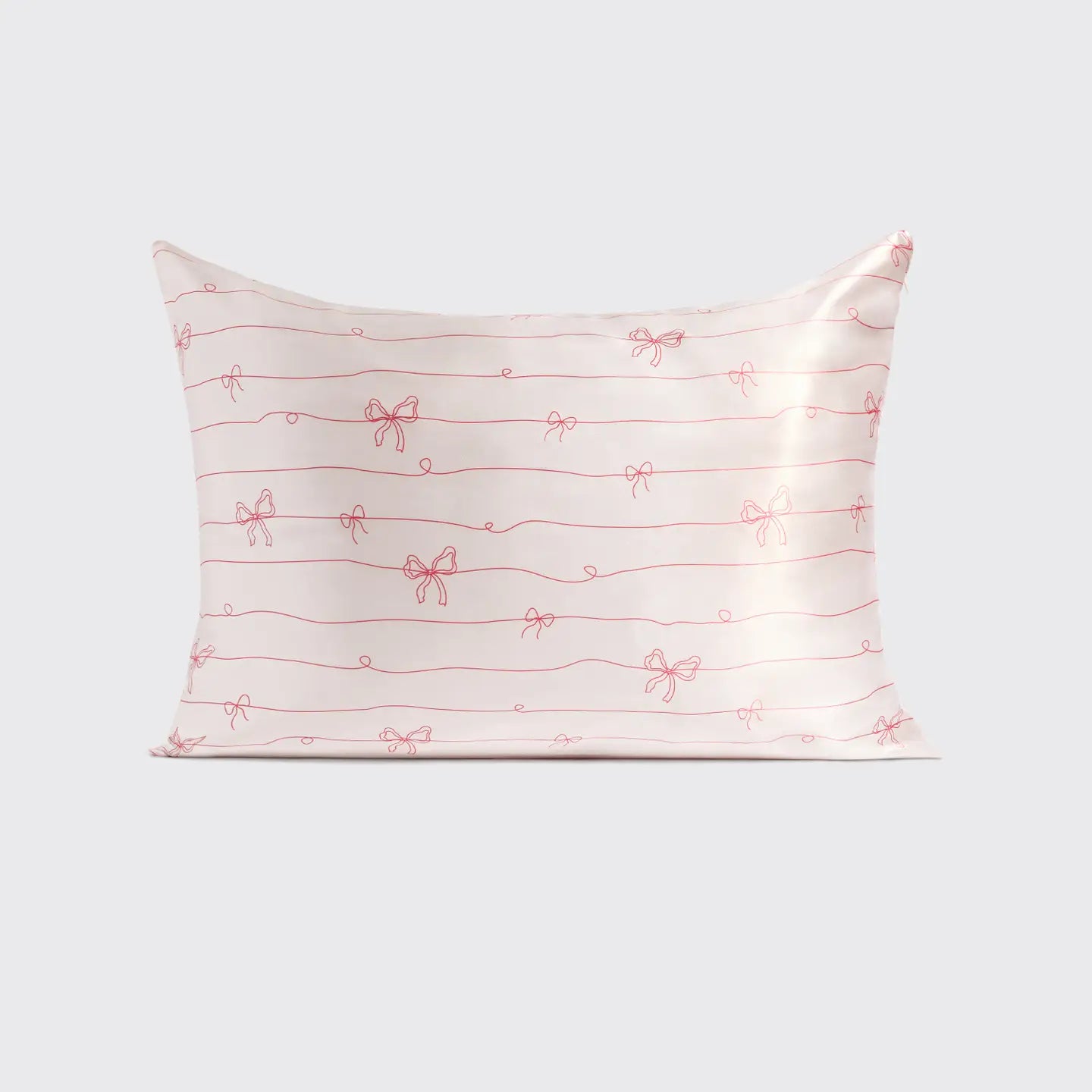 Holiday Satin Pillowcase in Striped Bows - Standard