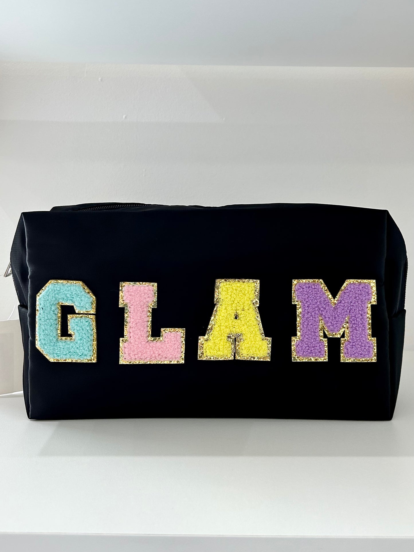 Black GLAM Chenille Cosmetic Bag