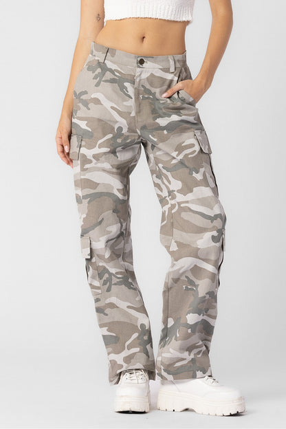 Grey camouflage cargo pants 