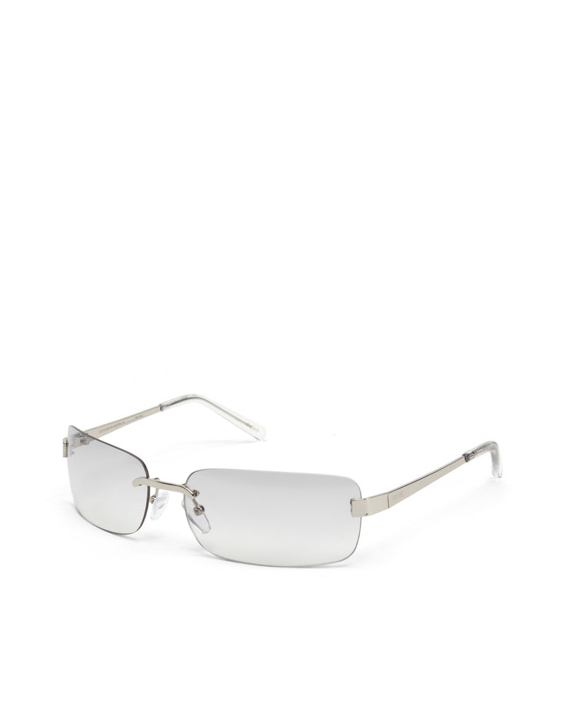 Silver ultra-chic frameless rectangle shaped sunglasses