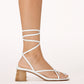 White Lace Up Block Heel