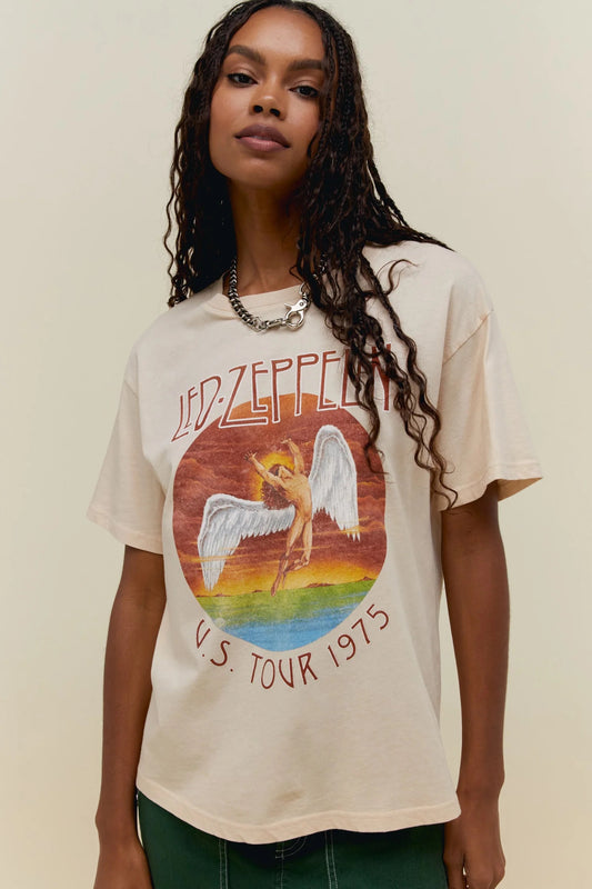 Light Peach Led Zepplin 1975 Tour Oversized Tee