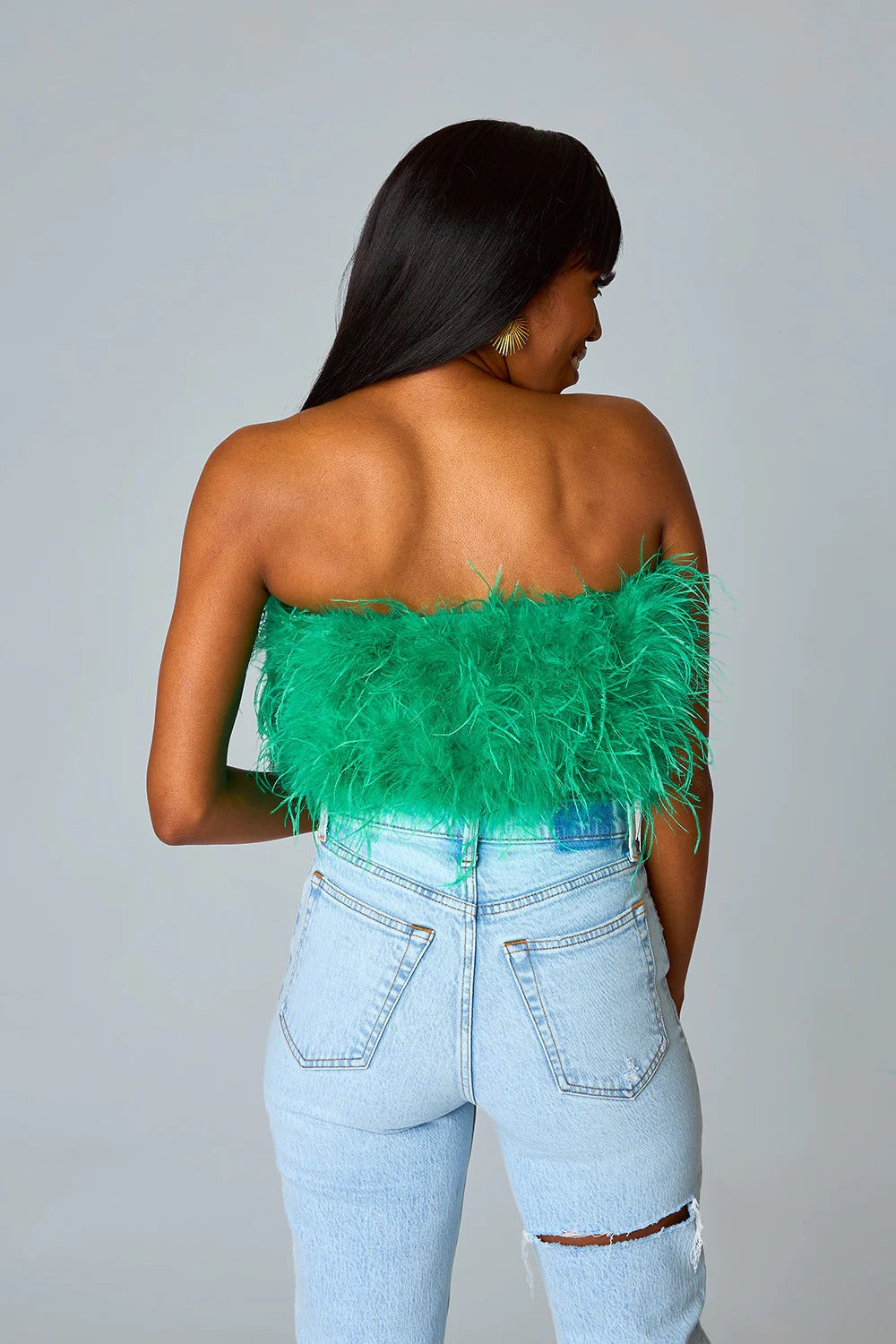 Fancy Feather Top - Green