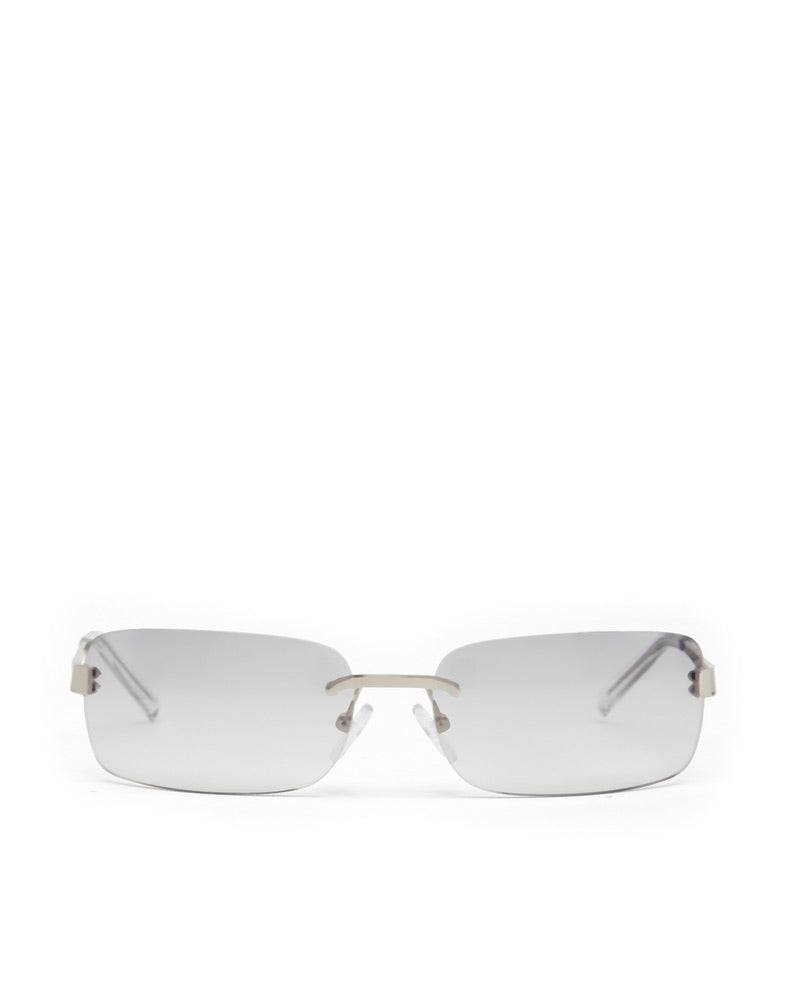 Silver ultra-chic frameless rectangle shaped sunglasses