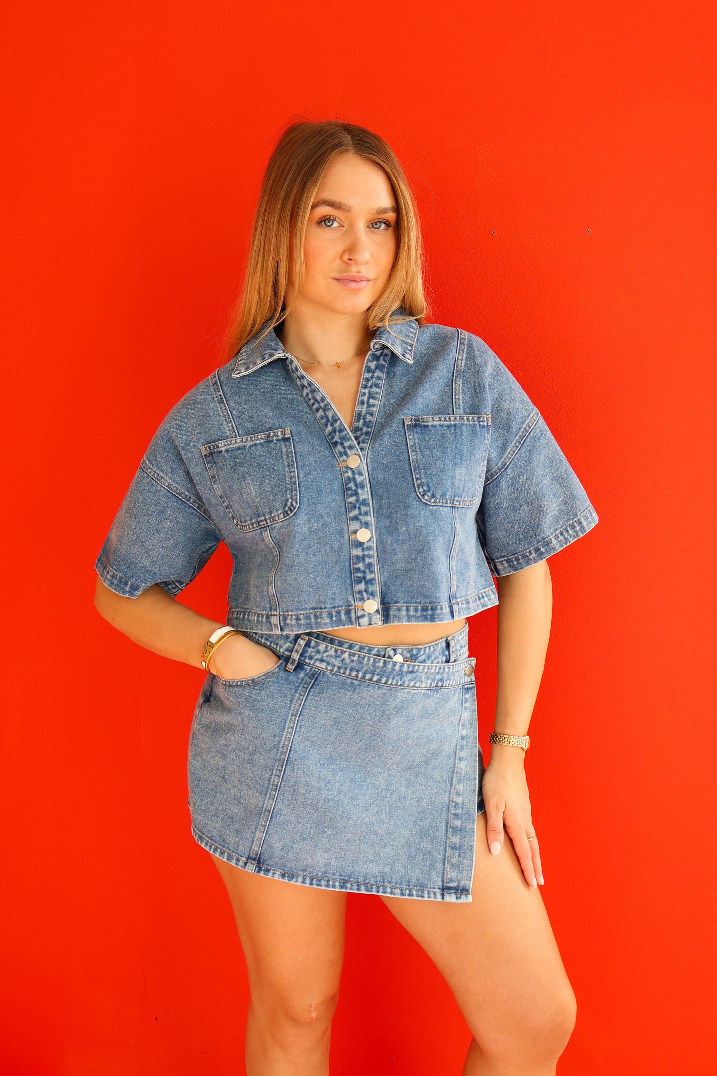 Blue Jean Cropped Shirt