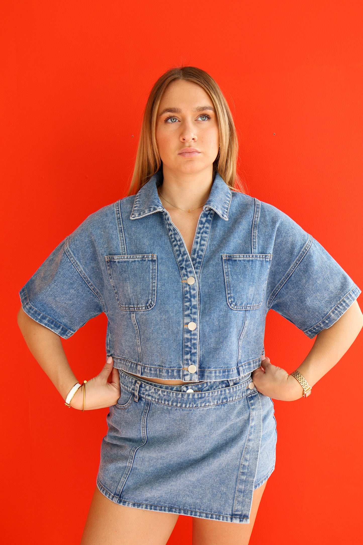 Blue Jean Cropped Shirt