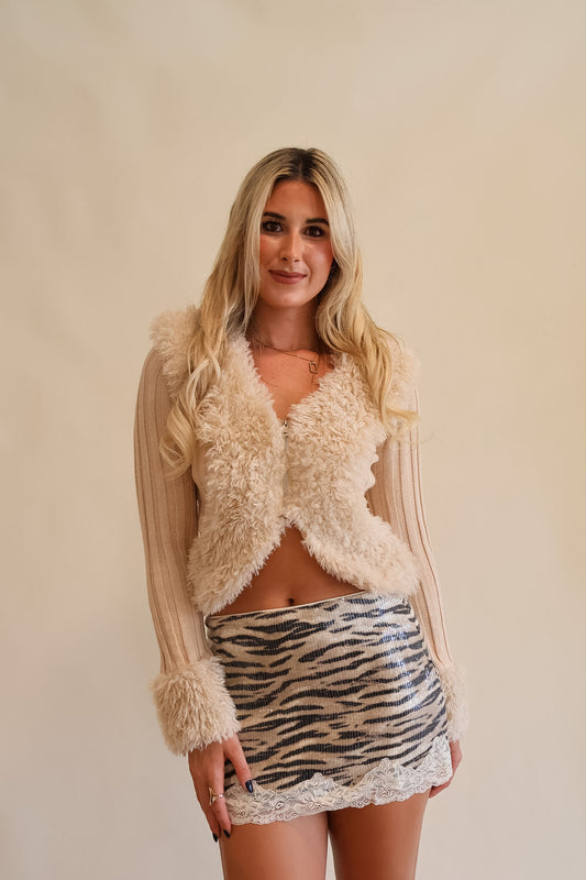 Romy Skirt Beige animal